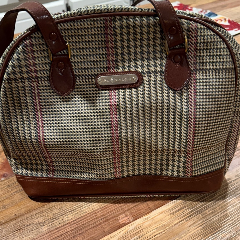 Polo by Ralph Lauren Checkered Bag with Brown Trim